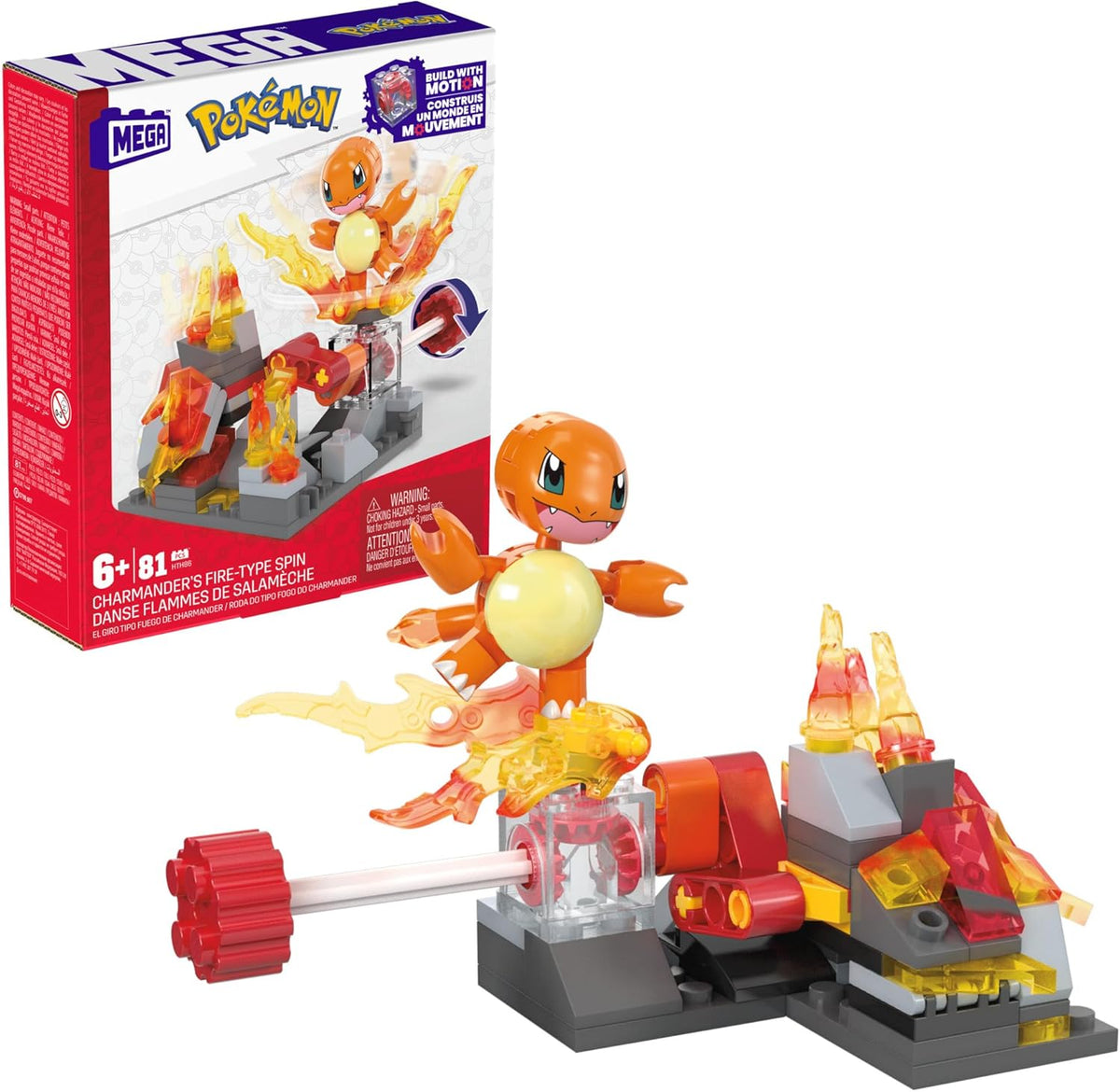 MEGA POKÉMON - SALAMÈCHE DANSE FLAMMES BUILD WITH MOTION (81 PIÈCES)