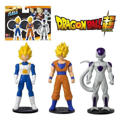 FIGURINE DRAGON BALL SUPER - PACK 3 FLASH (VEGETA, GOKU, FREEZER)