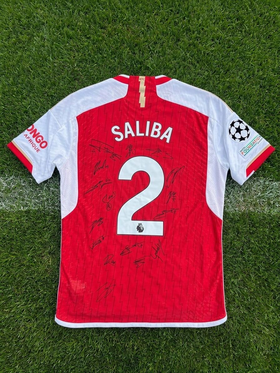 Maillot Arsenal 2023-24 SALIBA #2 - Signé par l'équipe